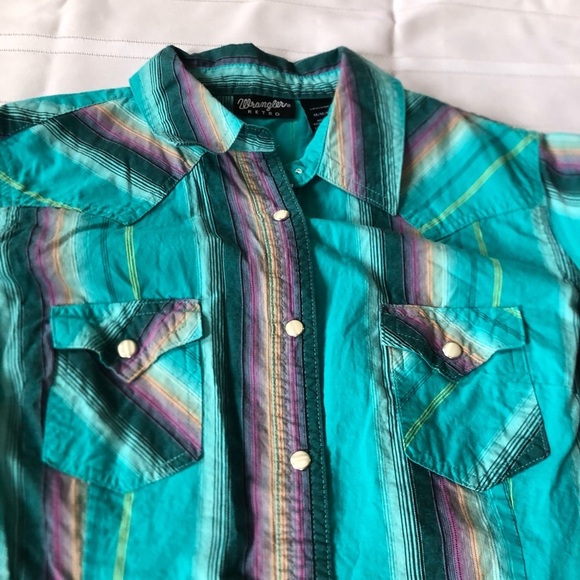 Wrangler Blue and Purple Pearl Snap Western Shirt - Picture 5 of 12